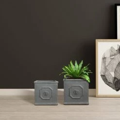 KANTE 12.5" and 10.2"H Square Antique Gray Lightweight Classic English Style Lion Head Planter (Set of 2) Outdoor/Indoor 12 KANTE 12.5" and 10.2"H Square Antique Gray Lightweight Classic English Style Lion Head Planter (Set of 2) Outdoor/Indoor -Green Haven Store antique gray kante plant pots rf0172ab c80451 1f 1000