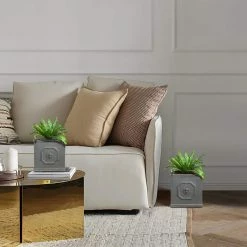 KANTE 12.5" and 10.2"H Square Antique Gray Lightweight Classic English Style Lion Head Planter (Set of 2) Outdoor/Indoor 11 KANTE 12.5" and 10.2"H Square Antique Gray Lightweight Classic English Style Lion Head Planter (Set of 2) Outdoor/Indoor -Green Haven Store antique gray kante plant pots rf0172ab c80451 4f 1000