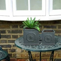 KANTE 12.5" and 10.2"H Square Antique Gray Lightweight Classic English Style Lion Head Planter (Set of 2) Outdoor/Indoor 14 KANTE 12.5" and 10.2"H Square Antique Gray Lightweight Classic English Style Lion Head Planter (Set of 2) Outdoor/Indoor -Green Haven Store antique gray kante plant pots rf0172ab c80451 fa 1000