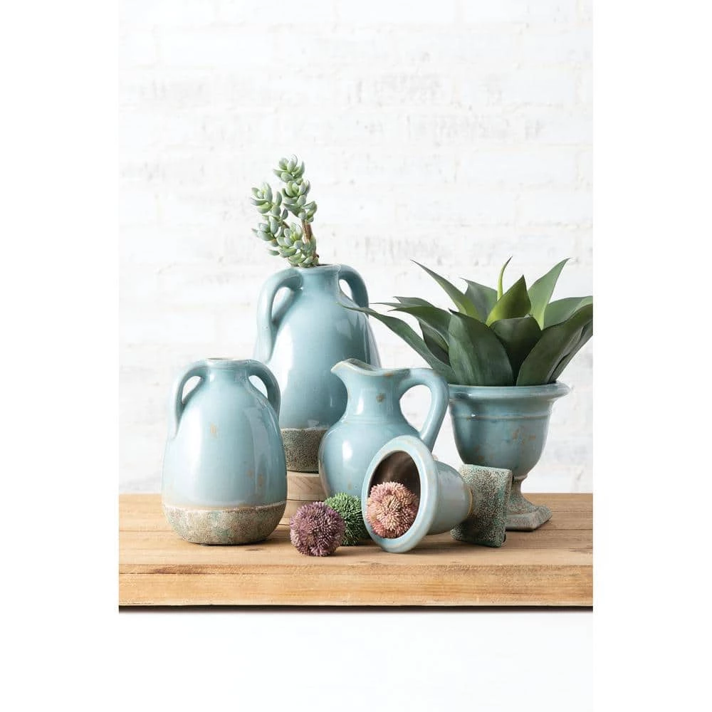SULLIVANS Aqua Ceramic Urns (Set of 2) 4 SULLIVANS Aqua Ceramic Urns (Set of 2) - Image 2