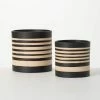 SULLIVANS Black and Brown Striped Ceramic Planter (Set of 2) -Green Haven Store black and brown striped sullivans plant pots pr2715 64 1000