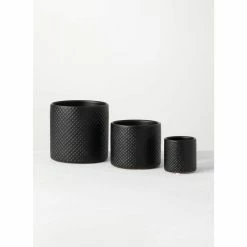 SULLIVANS Black Ceramic Pot -Set of 3