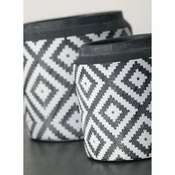SULLIVANS Black Cement Flower Pots (Set of 2) -Green Haven Store black sullivans plant pots cmt1174 1f 1000