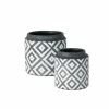 SULLIVANS Black Cement Flower Pots (Set of 2) -Green Haven Store black sullivans plant pots cmt1174 64 1000