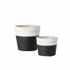 SULLIVANS Black Cement Flower Pots (Set of 2) 2 SULLIVANS Black Cement Flower Pots (Set of 2) -Green Haven Store black sullivans plant pots cmt1175 64 1000