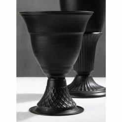 SULLIVANS Metal Black Urns (Set of 2) -Green Haven Store black sullivans urn planters met1687 1f 1000