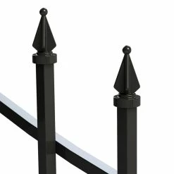 Vigoro Beaumont 40.4 in. H x 49.6 in. W Black Steel 3-Rail Fence Panel -Green Haven Store black vigoro garden fencing 860336 1d 1000
