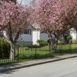 Vigoro Beaumont 40.4 in. H x 49.6 in. W Black Steel 3-Rail Fence Panel -Green Haven Store black vigoro garden fencing 860336 44 1000