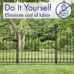 Vigoro Beaumont 40.4 in. H x 49.6 in. W Black Steel 3-Rail Fence Panel (4-Pack) -Green Haven Store black vigoro garden fencing 860336 4pk 31 1000