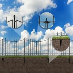 Vigoro Beaumont No Dig 40.4 in. H x 53.7 in. W Black Steel Decorative Fence Gate -Green Haven Store black vigoro garden fencing 860343 1f 1000