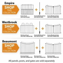 Vigoro Empire/Westbrook 28 in. Black Steel Decorative Fence Gate 19 Vigoro Empire/Westbrook 28 in. Black Steel Decorative Fence Gate -Green Haven Store black vigoro garden fencing 860350 4f 1000