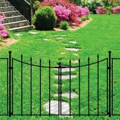 Vigoro Empire/Westbrook 28 in. Black Steel Decorative Fence Gate 18 Vigoro Empire/Westbrook 28 in. Black Steel Decorative Fence Gate -Green Haven Store black vigoro garden fencing 860350 c3 1000