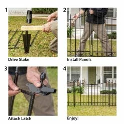 Vigoro Beaumont 53.3 in. x 3 in. x 3 in. Black Steel Fence Post and Stake (5-Pack) -Green Haven Store black vigoro garden fencing 860367 5pk fa 1000
