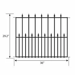 Vigoro Empire 30 in. x 36 in. Black Steel 3-Rail Fence Panel (4-Pack) -Green Haven Store black vigoro garden fencing 860374 4pk 40 1000