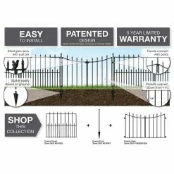 Vigoro Empire 30 in. x 36 in. Black Steel 3-Rail Fence Panel (4-Pack) -Green Haven Store black vigoro garden fencing 860374 4pk 76 1000
