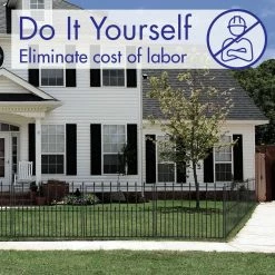 Vigoro Empire 30 in. x 36 in. Black Steel Fence Panel -Green Haven Store black vigoro garden fencing 860374 fa 1000