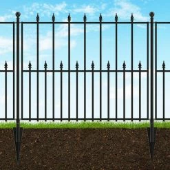 Vigoro Empire/Westbrook 41 in. x 2.3 in. x 2.3 in. Black Steel Fence Post -Green Haven Store black vigoro garden fencing 860398 1d 1000