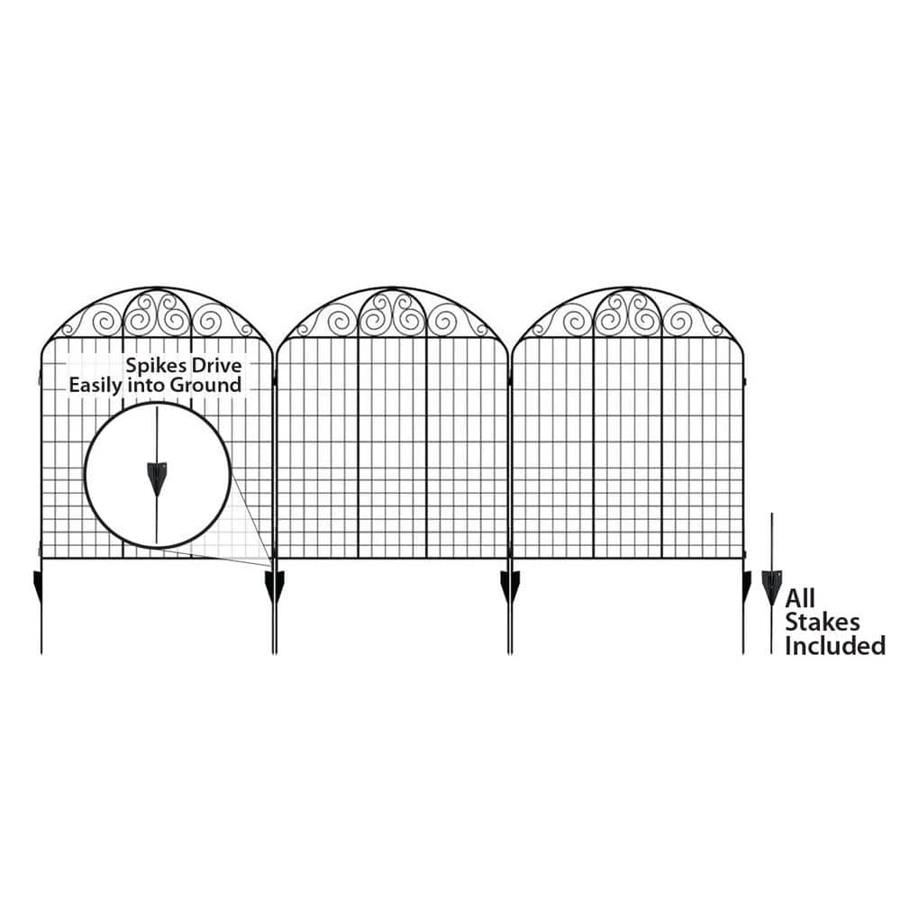 Vigoro Rockdale 43.8 in. Black Steel Fence Panel (3-Pack) 12 Vigoro Rockdale 43.8 in. Black Steel Fence Panel (3-Pack) - Image 10