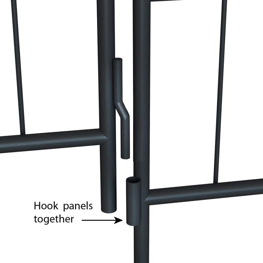 Vigoro Rockdale 43.8 in. Black Steel Fence Panel (3-Pack) 8 Vigoro Rockdale 43.8 in. Black Steel Fence Panel (3-Pack) - Image 6