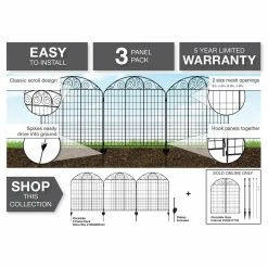 Vigoro Rockdale 43.8 in. Black Steel Fence Panel (6-Pack) -Green Haven Store black vigoro garden fencing 860404 6pk a0 1000