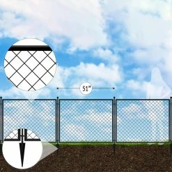 Vigoro 37.3 in. H x 51 in. W Steel Diamond Mesh Garden Fence Panel -Green Haven Store black vigoro garden fencing 860640 66 1000