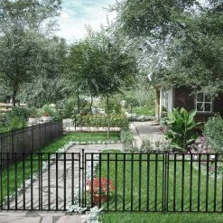 Vigoro 37.2 in. H x 55.7 in. W Steel 3-Rail Garden Fence Gate -Green Haven Store black vigoro garden fencing 860718 44 1000