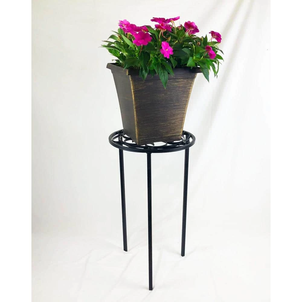 Vigoro 12 in. x 21 in. Black Metal Indoor Round Plant Stand 7 Vigoro 12 in. x 21 in. Black Metal Indoor Round Plant Stand - Image 5