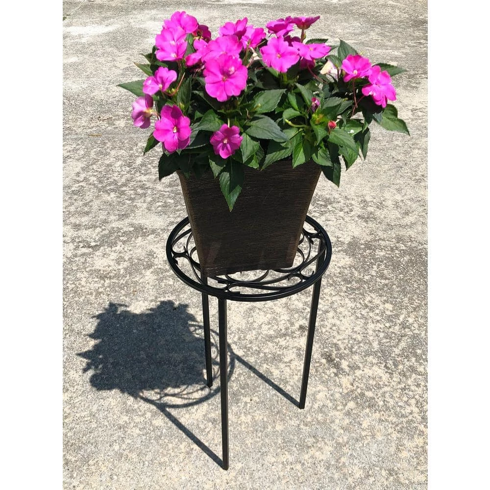 Vigoro 12 in. x 21 in. Black Metal Indoor Round Plant Stand 8 Vigoro 12 in. x 21 in. Black Metal Indoor Round Plant Stand - Image 6