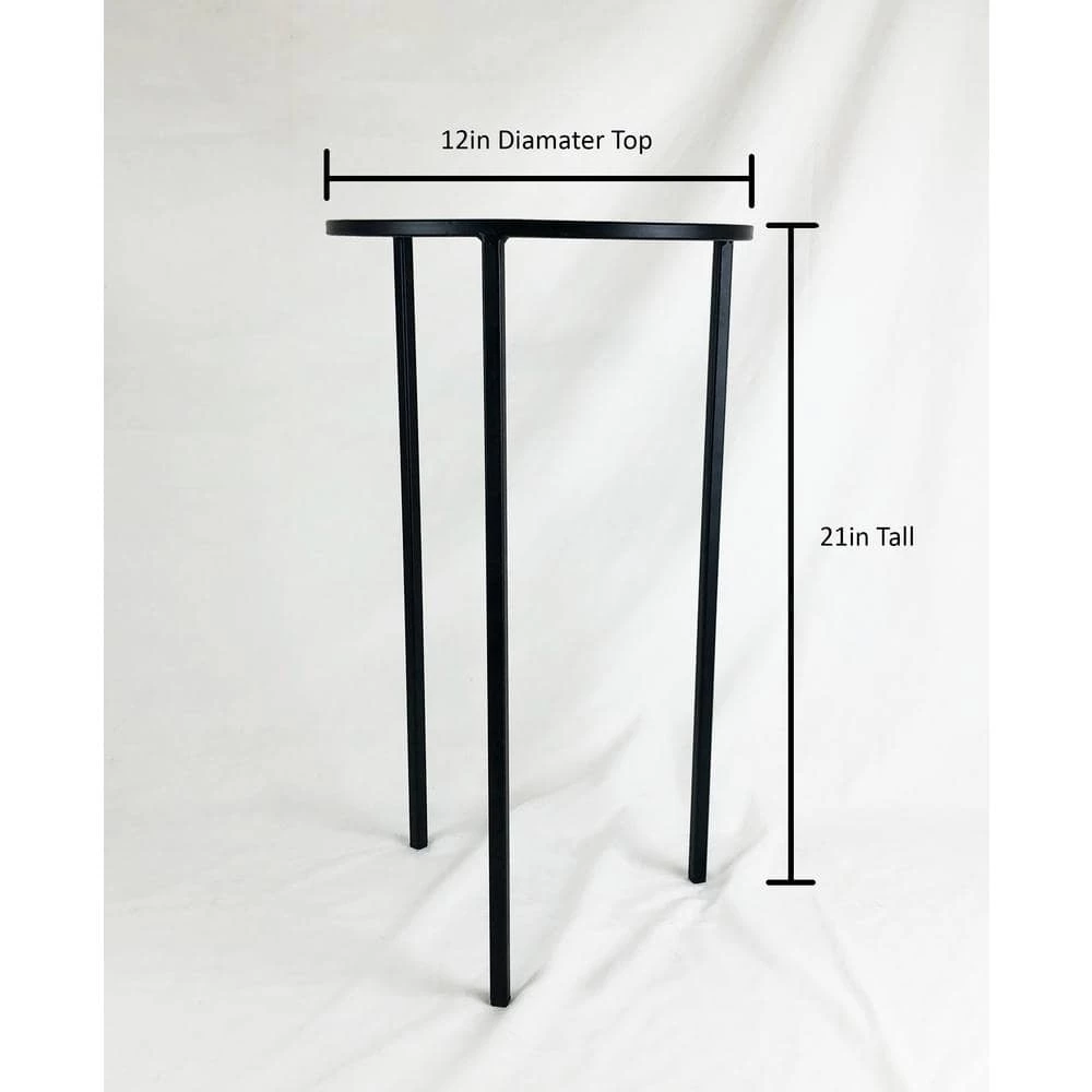 Vigoro 12 in. x 21 in. Black Metal Indoor Round Plant Stand 4 Vigoro 12 in. x 21 in. Black Metal Indoor Round Plant Stand - Image 2