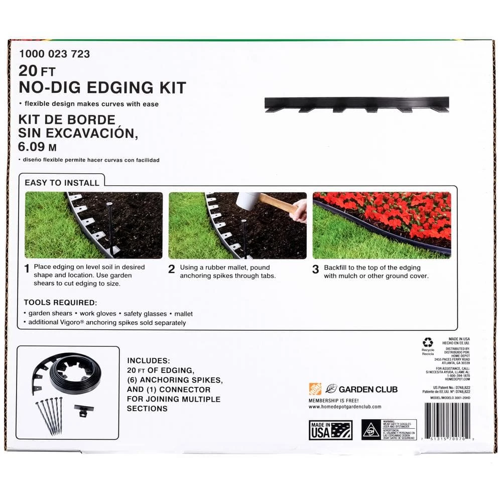 Vigoro 20 ft. No-Dig Landscape Plastic Edging Kit 11 Vigoro 20 ft. No-Dig Landscape Plastic Edging Kit - Image 9