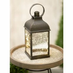 SULLIVANS 10.5 in. Black Speckled Lantern with LED Pillar Candle 8 SULLIVANS 10.5 in. Black Speckled Lantern with LED Pillar Candle -Green Haven Store blacks sullivans outdoor lanterns sea44237ln 4f 1000