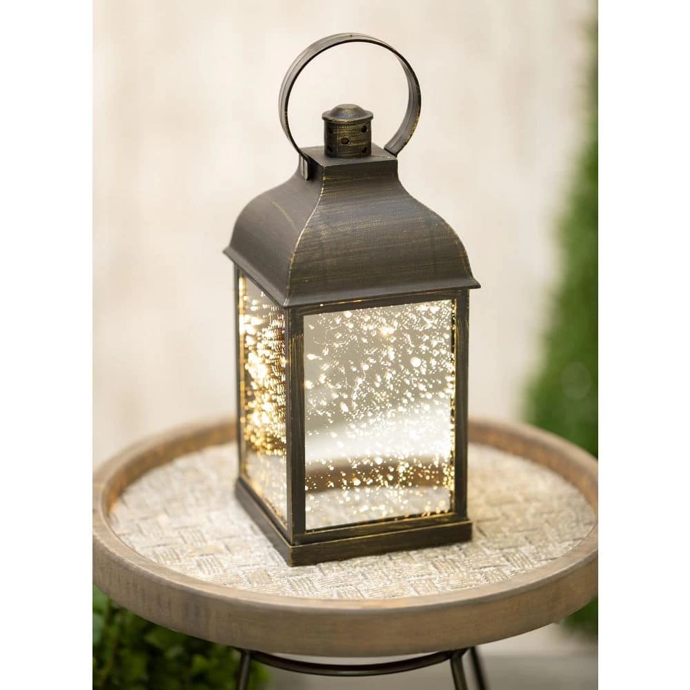 SULLIVANS 10.5 in. Black Speckled Lantern with LED Pillar Candle 5 SULLIVANS 10.5 in. Black Speckled Lantern with LED Pillar Candle - Image 3