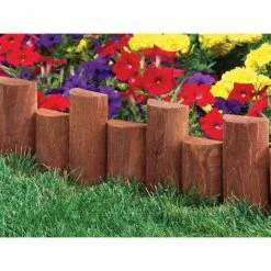 Vigoro 3 ft. Wooden Half-Log Edging -Green Haven Store brown vigoro wood edging rc 33b 4f 1000