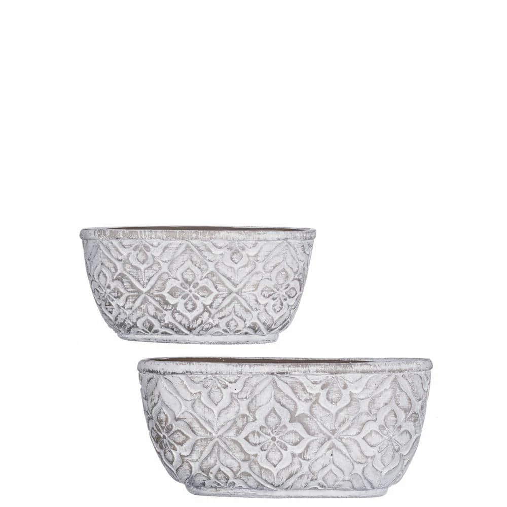 SULLIVANS Gray Cement Flower Pot (Set of 2) 3 SULLIVANS Gray Cement Flower Pot (Set of 2)