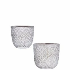 SULLIVANS Gray Cement Flower Pot (Set of 2)