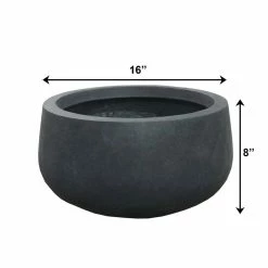 KANTE 16 in. W Round Charcoal Lightweight Concrete/Fiberglass Indoor Outdoor Elegant Bowl Planter 15 KANTE 16 in. W Round Charcoal Lightweight Concrete/Fiberglass Indoor Outdoor Elegant Bowl Planter -Green Haven Store charcoal kante plant pots osc0051b c60121 76 1000