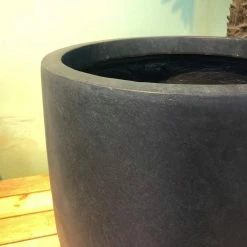 KANTE 21.7 in. H Round Charcoal Concrete/Fiberglass Indoor Outdoor Modern Tall Planter -Green Haven Store charcoal kante plant pots osc0066a c60121 44 1000