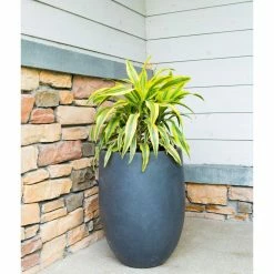 KANTE 21.7 in. H Round Charcoal Concrete/Fiberglass Indoor Outdoor Modern Tall Planter -Green Haven Store charcoal kante plant pots osc0066a c60121 4f 1000