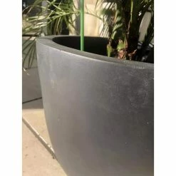 KANTE 21.7 in. H Round Charcoal Concrete/Fiberglass Indoor Outdoor Modern Tall Planter -Green Haven Store charcoal kante plant pots osc0066a c60121 66 1000