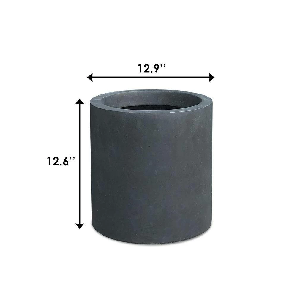 KANTE 12.9 in. W Round Charcoal Concrete/Fiberglass Indoor Outdoor Elegant Planter 5 KANTE 12.9 in. W Round Charcoal Concrete/Fiberglass Indoor Outdoor Elegant Planter - Image 3