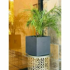 KANTE 12 in. H Square Charcoal Concrete/Fiberglass Indoor Outdoor Elegant Planter -Green Haven Store charcoal kante plant pots osf0001b c60121 76 1000