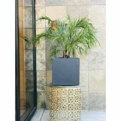 KANTE 12 in. H Square Charcoal Concrete/Fiberglass Indoor Outdoor Elegant Planter -Green Haven Store charcoal kante plant pots osf0001b c60121 fa 1000