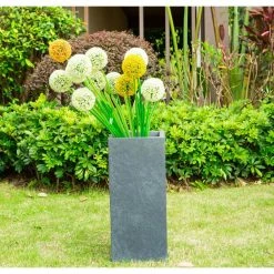KANTE 20 in. H Square Charcoal Lightweight Concrete/Fiberglass Indoor Outdoor Elegant Tall Planter 23 KANTE 20 in. H Square Charcoal Lightweight Concrete/Fiberglass Indoor Outdoor Elegant Tall Planter -Green Haven Store charcoal kante plant pots osf0002a c60121 76 1000