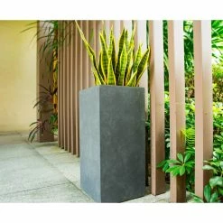KANTE 20 in. H Square Charcoal Lightweight Concrete/Fiberglass Indoor Outdoor Elegant Tall Planter 22 KANTE 20 in. H Square Charcoal Lightweight Concrete/Fiberglass Indoor Outdoor Elegant Tall Planter -Green Haven Store charcoal kante plant pots osf0002a c60121 fa 1000