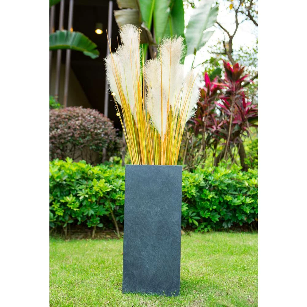 KANTE 24 in. H Square Charcoal Concrete/Fiberglass Indoor Outdoor Elegant Tall Planter 5 KANTE 24 in. H Square Charcoal Concrete/Fiberglass Indoor Outdoor Elegant Tall Planter - Image 3