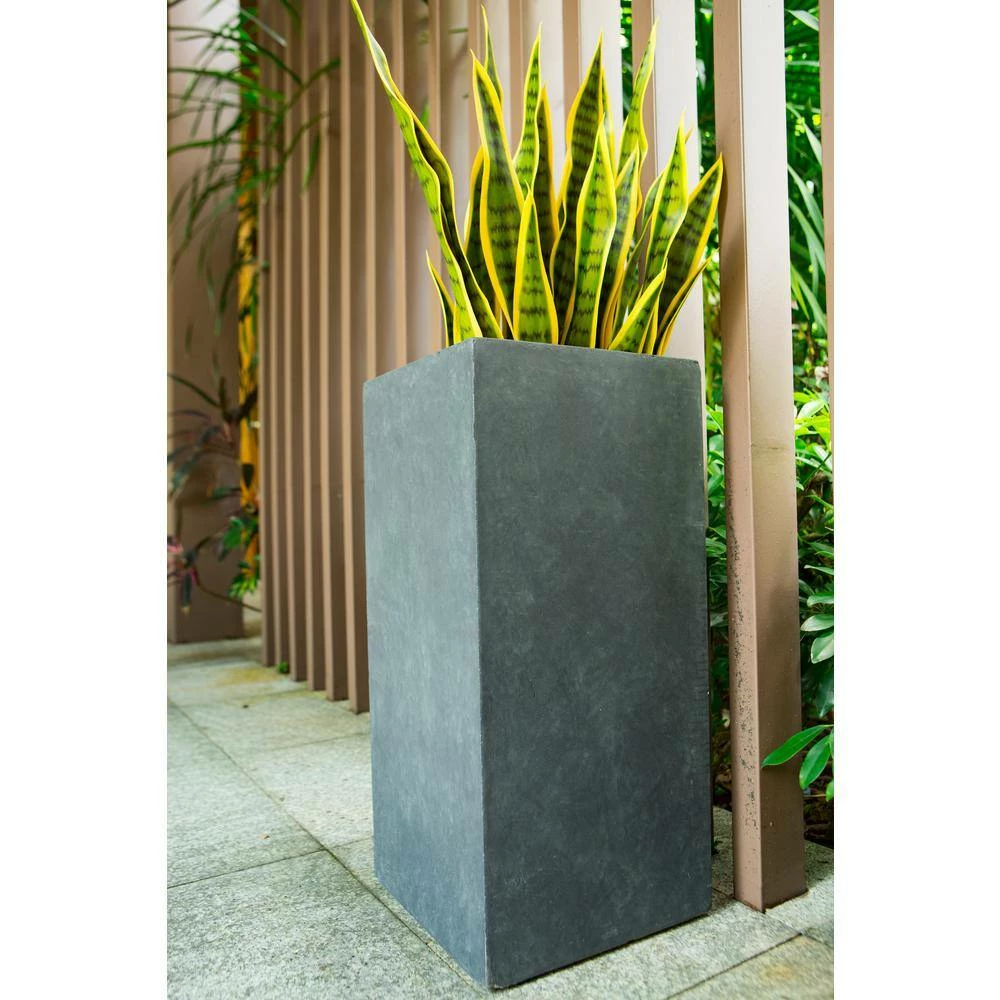 KANTE 24 in. H Square Charcoal Concrete/Fiberglass Indoor Outdoor Elegant Tall Planter 8 KANTE 24 in. H Square Charcoal Concrete/Fiberglass Indoor Outdoor Elegant Tall Planter - Image 6
