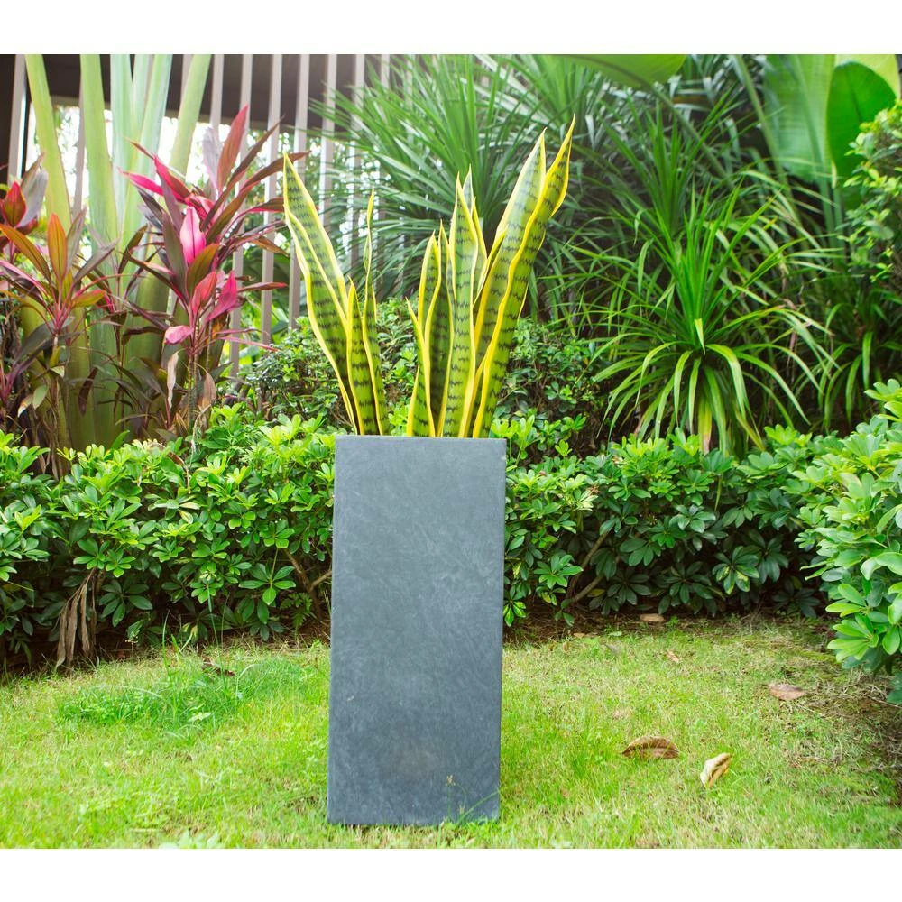 KANTE 24 in. H Square Charcoal Concrete/Fiberglass Indoor Outdoor Elegant Tall Planter 6 KANTE 24 in. H Square Charcoal Concrete/Fiberglass Indoor Outdoor Elegant Tall Planter - Image 4