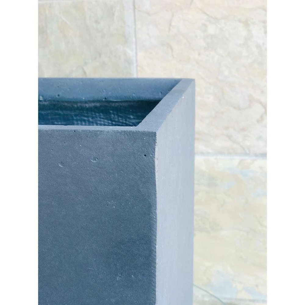 KANTE 24 in. H Square Charcoal Concrete/Fiberglass Indoor Outdoor Elegant Tall Planter 4 KANTE 24 in. H Square Charcoal Concrete/Fiberglass Indoor Outdoor Elegant Tall Planter - Image 2