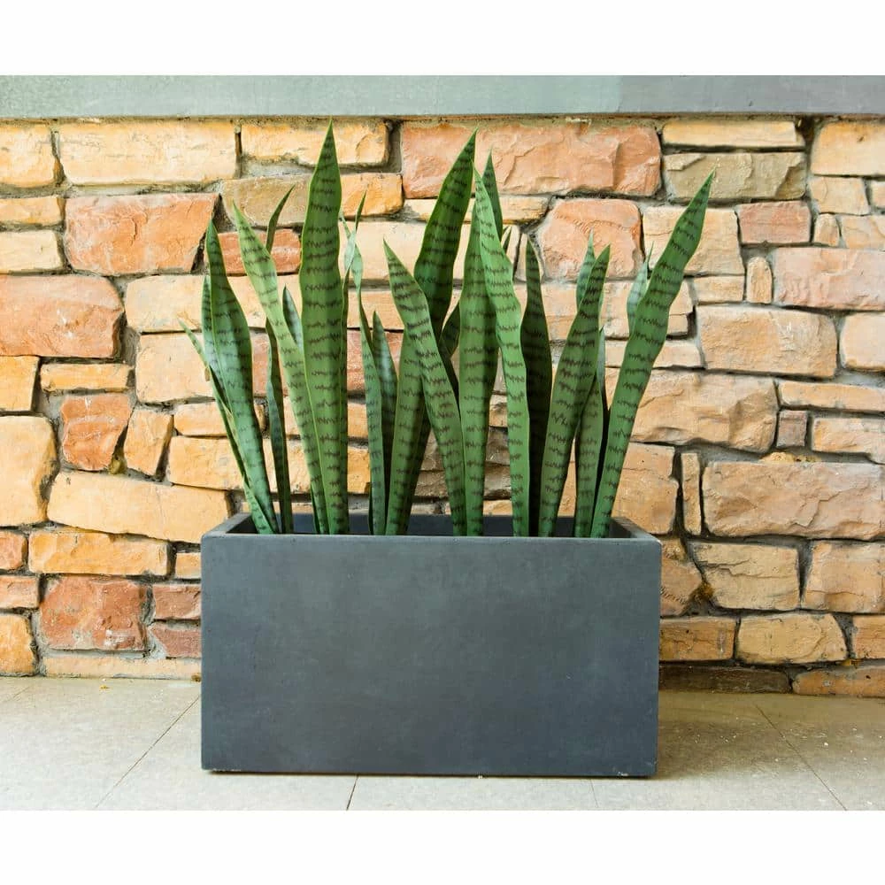 KANTE 23 in. L Rectangular Charcoal Concrete/Fiberglass Indoor Outdoor Elegant Planter 3 KANTE 23 in. L Rectangular Charcoal Concrete/Fiberglass Indoor Outdoor Elegant Planter