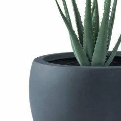 KANTE 8 in. H Charcoal Concrete and Fiberglass Round Bowl Planter, Outdoor Indoor Large Planters Pots with Drainage -Green Haven Store charcoal kante plant pots rc0049a c60121 44 1000